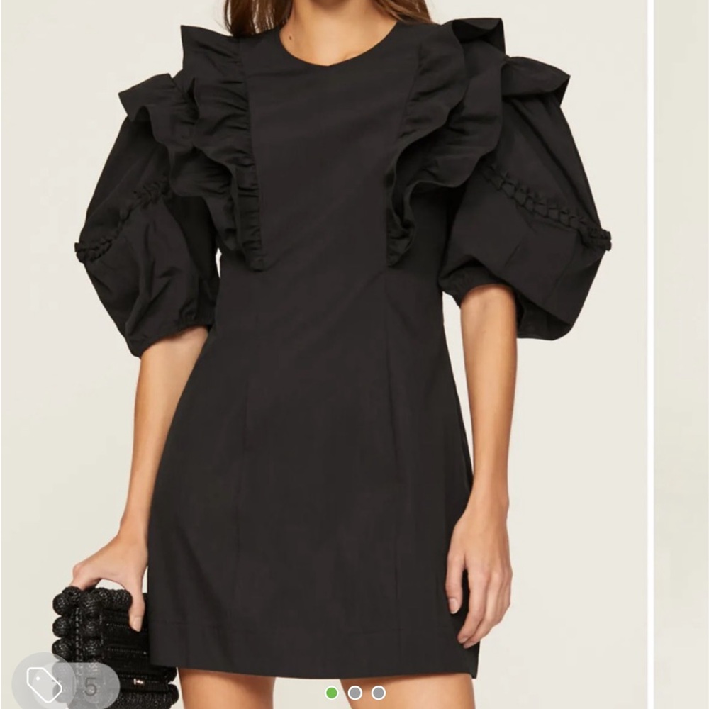 RHODE Black Puff Sleeve Sheath Dress